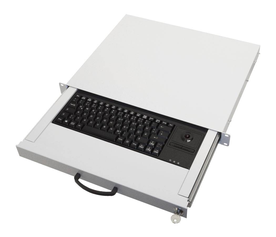 aixcase 19 Rack 1U Tastatur DE Trackball PS2&USB lichtgrau Multimedia-Technik 19 Zubehör