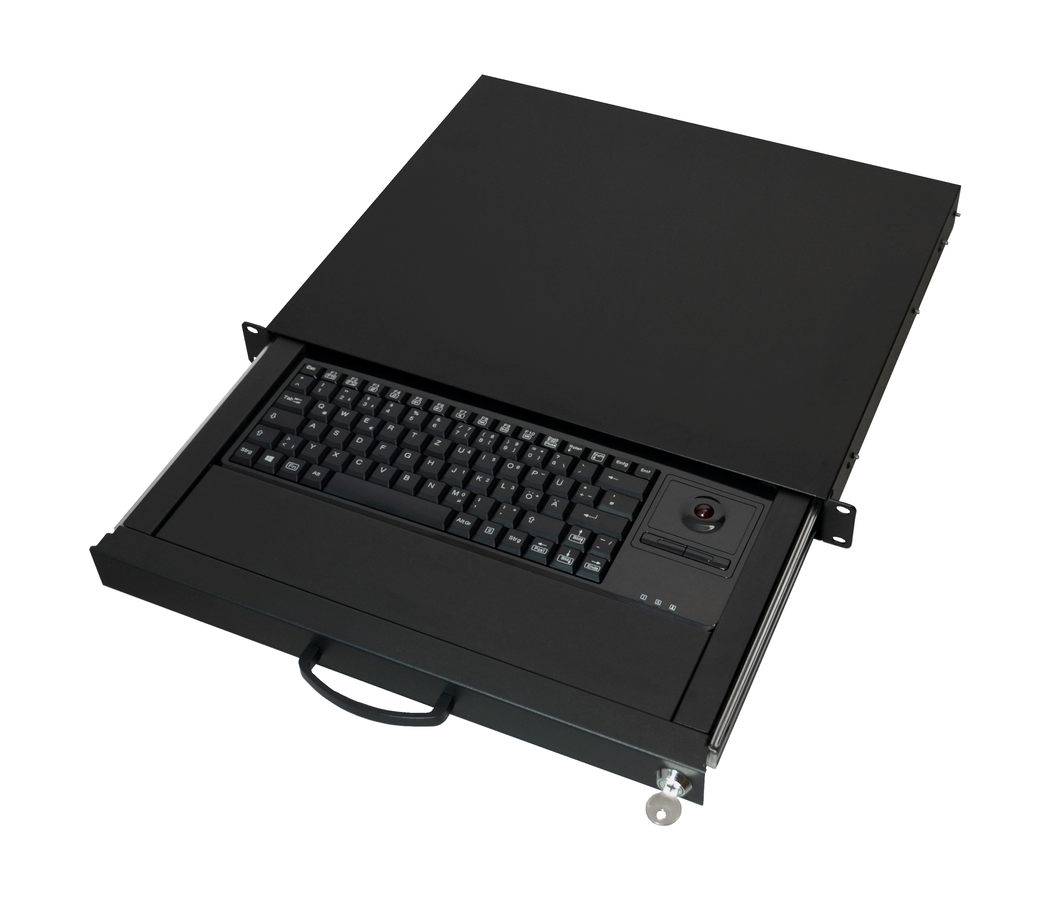 aixcase 19 Rack 1U Tastatur DE Trackball PS2&USB schwarz Multimedia-Technik 19 Zubehör