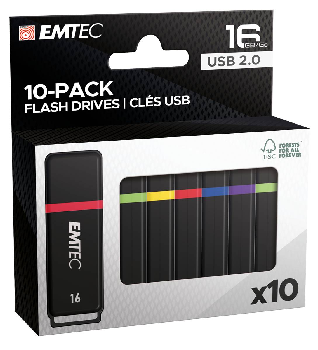 Emtec USB2.0 K100 16GB P10 10-pack color box retail Eingabe / Ausgabe USB-Stick