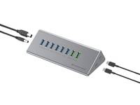 Conceptronic HUBBIES18G 10-fach Kombi-USB 3.0-Hub und Ladegerät mit 60W, 2-in-1 USB-C USB-A Kabel,
