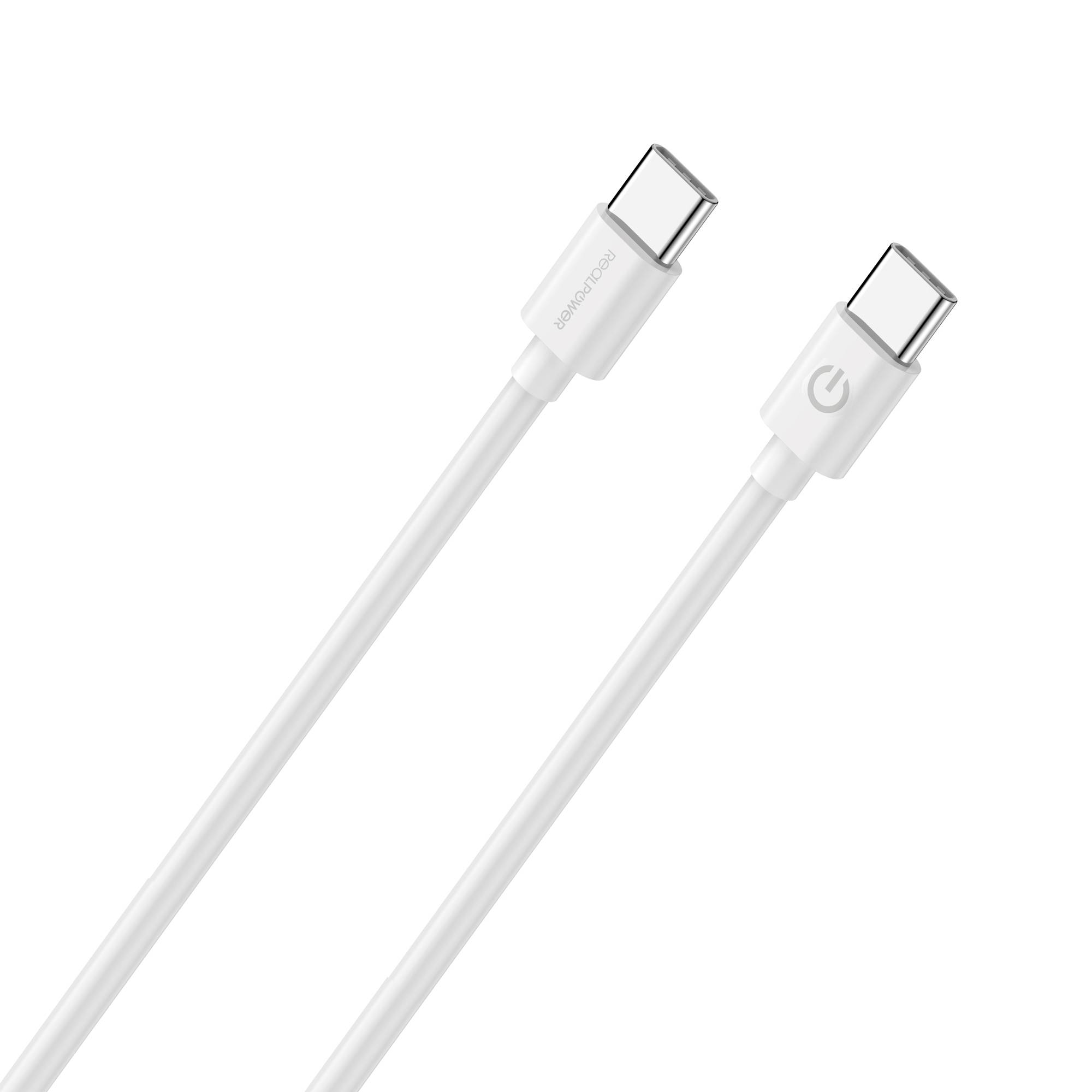 RealPower Lade/Datenkabel USB-C auf 2m weiß 3A Multimedia-Technik USB-Kabel