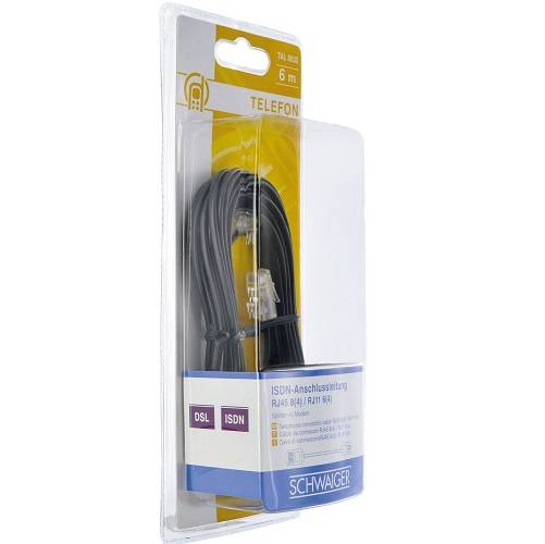 Schwaiger Modem-Kabel RJ11 6P2C -> RJ45 8P2C 6m Schwarz Multimedia-Technik Netzwerkzubehör