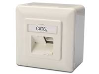 DIGITUS Aufputzdose Cat6a 2xRJ45 geschirmt Signalweiß Multimedia-Technik Aufputzdosen