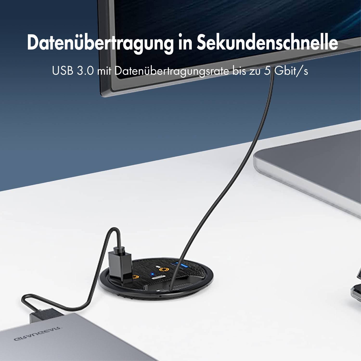 GRAUGEAR USB 3-Port Tisch Hub m. Audio- u. Mikrofonanschluss Multimedia-Technik HUBs