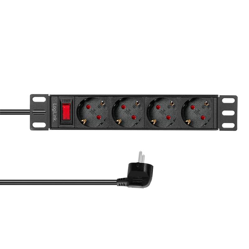 Logilink Steckdosenleiste 4-fach mit Schalter,10(1HE),2m Multimedia-Technik Steckdosenleisten