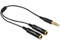 DELOCK Klinkekabel 3,5mm -> 2x St/Bu 0.25m schwarz Multimedia-Technik Audiokabel