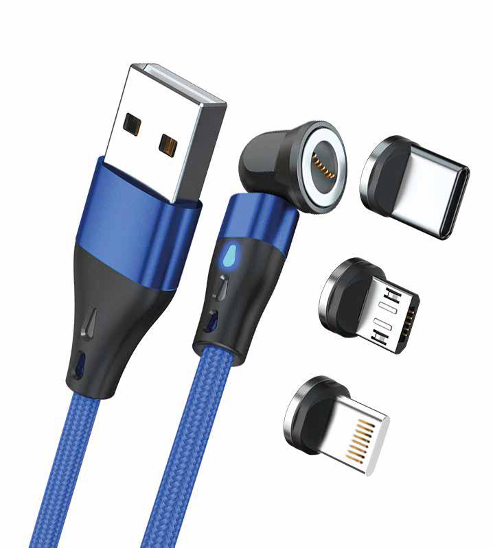 RealPower Magnetic cable 3 Amp,1m,blau mit Adaptern Multimedia-Technik Ladegerät