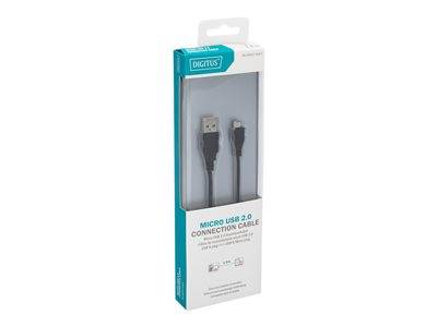DIGITUS USB 2.0 Anschlusskabel Typ A -mikro B St/St 1,8m, sw Multimedia-Technik USB-Kabel