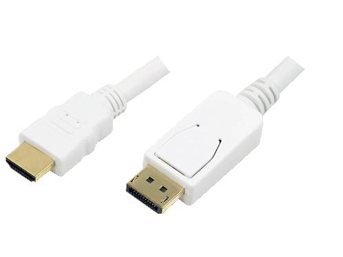 Logilink Display Port to HDMI cable, white, 2m Multimedia-Technik Video/VGA Kabel