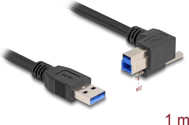Delock USB 5 Gbps Kabel Typ-A Stecker gerade zu Typ-B mit Schraube 90° nach - 1