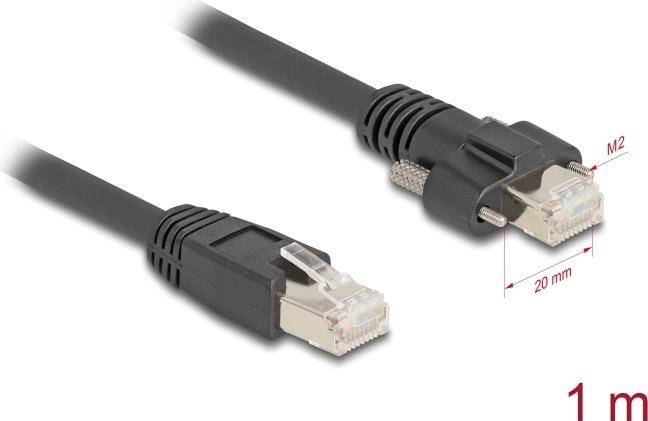 Delock Kabel RJ45 Stecker zu mit Schraubenabstand 20 mm für GigE Kamera Cat.6A -