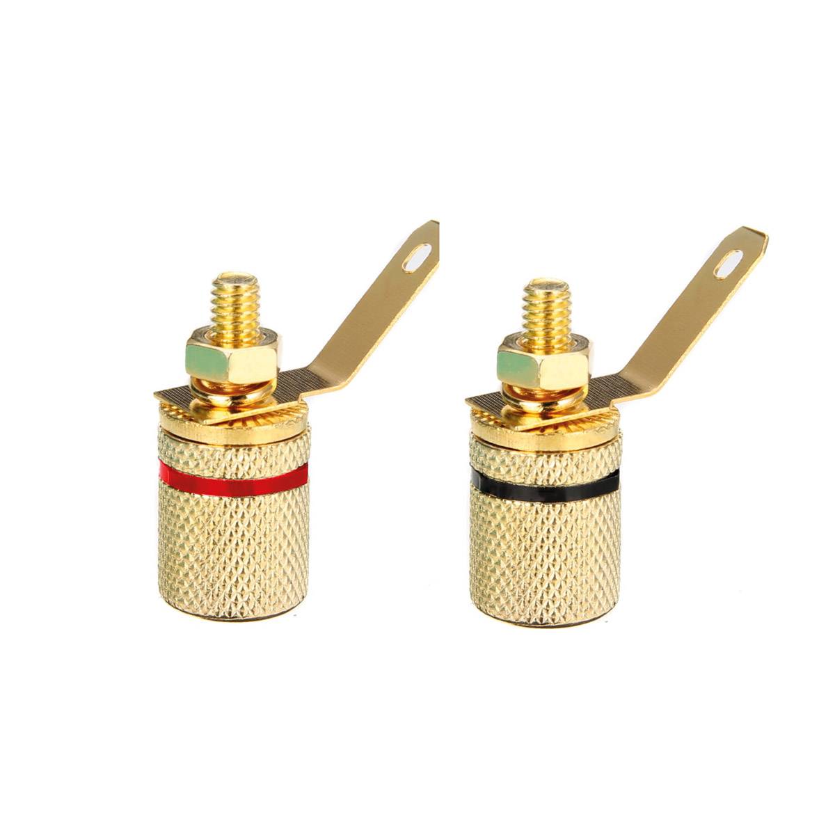 Bananenbuchse Set Lautsprecher Boxen Adapter Anschluss Hifi Vergoldet 2x Rot + 2x Schwarz