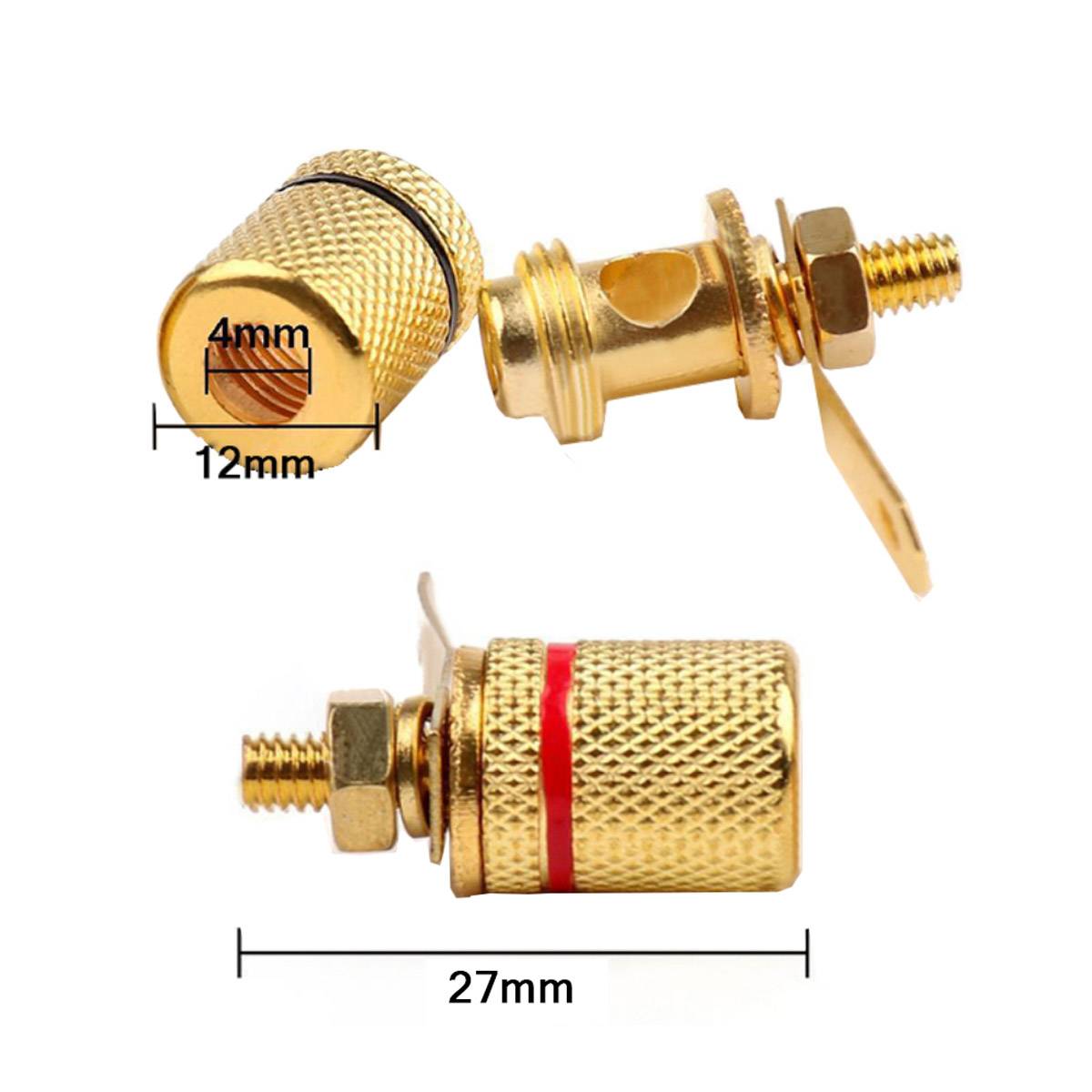 Bananenbuchse Set Lautsprecher Boxen Adapter Anschluss Hifi Vergoldet 2x Rot + 2x Schwarz