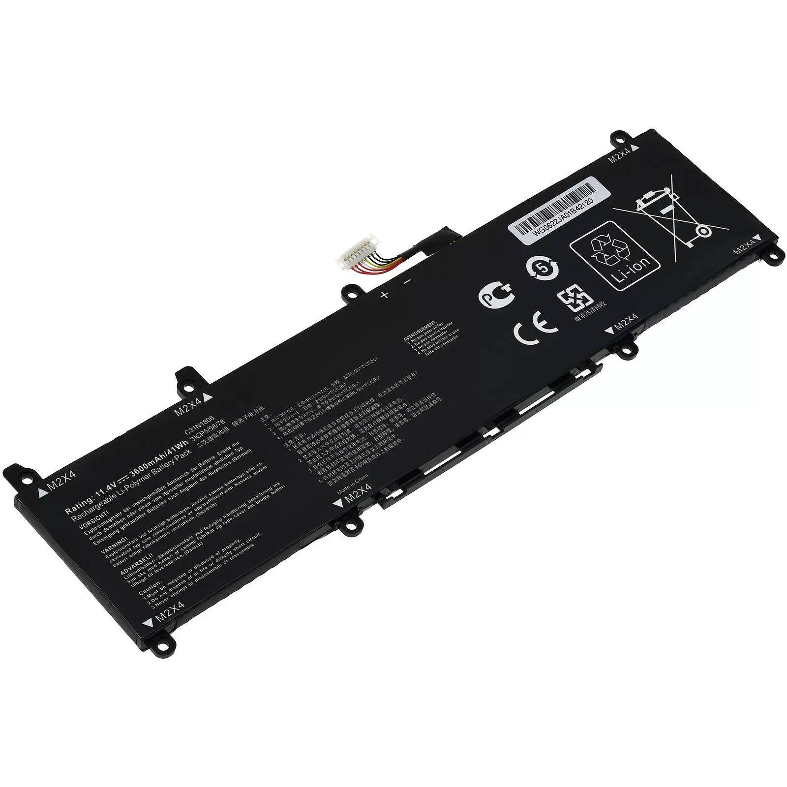 Akku für Laptop Asus VivoBook S13 S330FA-EY138T / S13 S330FA-EY005T / Typ C31N1806 - 11,55V - 3600 mAh