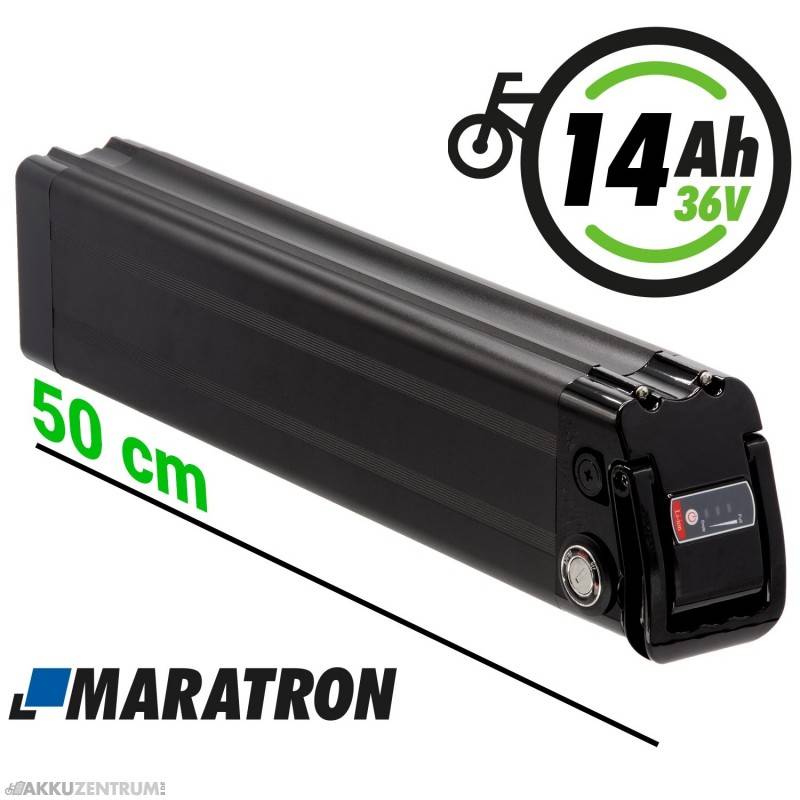 E-Bike Akku Maratron Ersatz-Akku für Fatbikes von eStallion und Varaneo 3,6V 14Ah (500Wh) - SilverFish 50cm - Sattelrohr