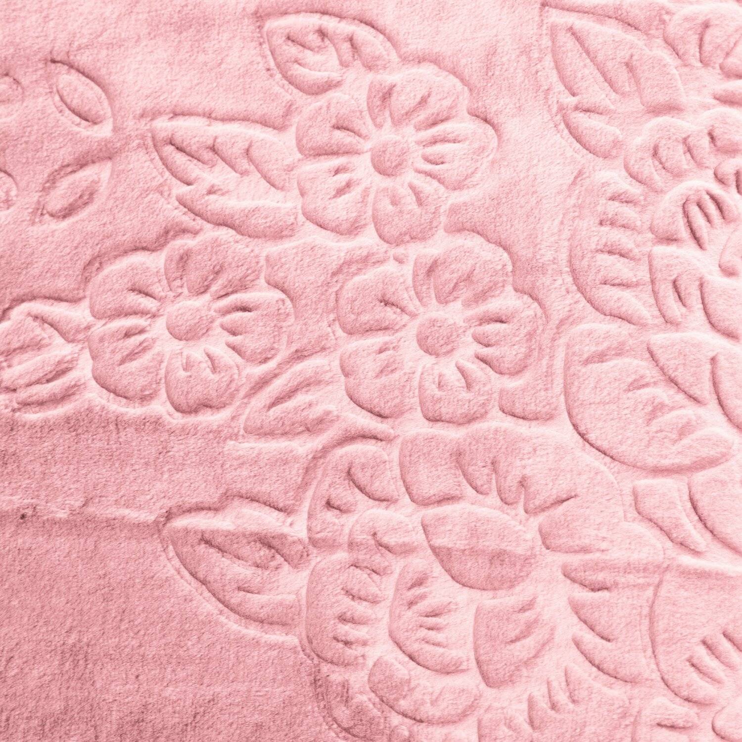 Almina Extra Weiche Wolldecke 200x240 cm 100% PES mit Blumen Muster Waschmaschinengeeinet Rosa