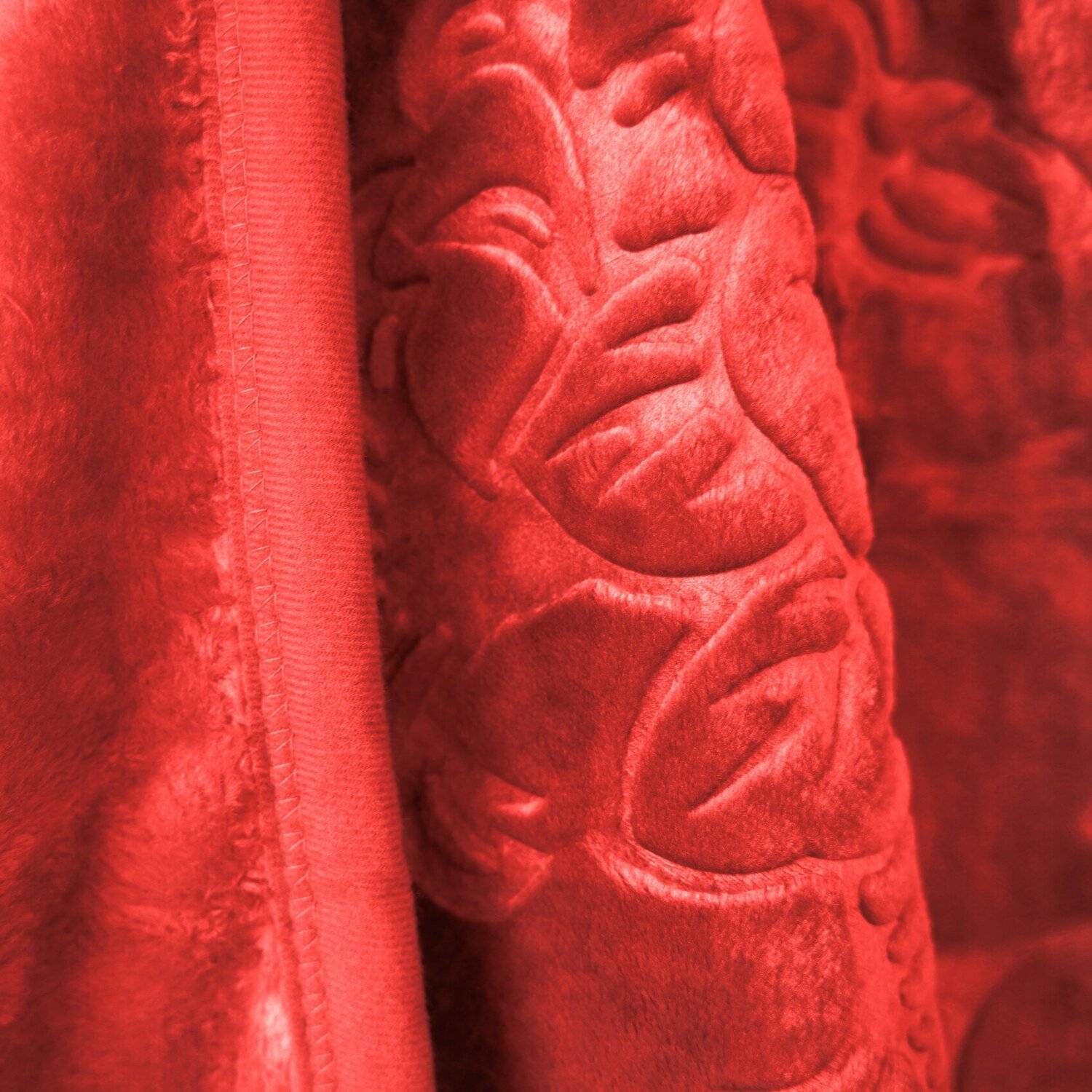 Almina Extra Weiche Wolldecke 200x240 cm 100% PES mit Blumen Muster Waschmaschinengeeinet Rot