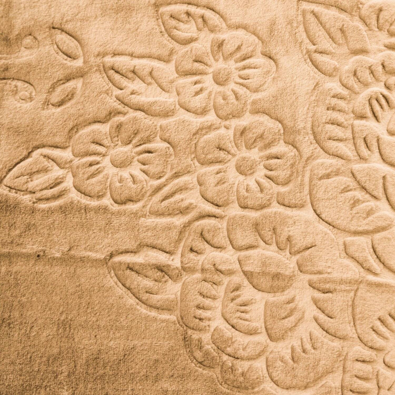Almina Extra Weiche Wolldecke 200x240 cm 100% PES mit Blumen Muster Waschmaschinengeeinet Braun