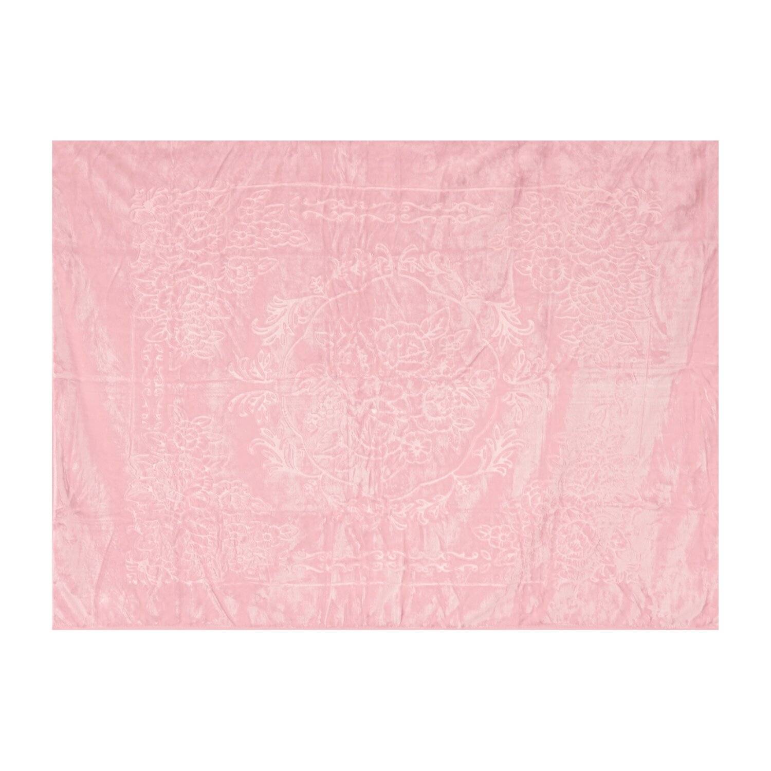 Almina Extra Weiche Wolldecke 200x240 cm 100% PES mit Blumen Muster Waschmaschinengeeinet Rosa