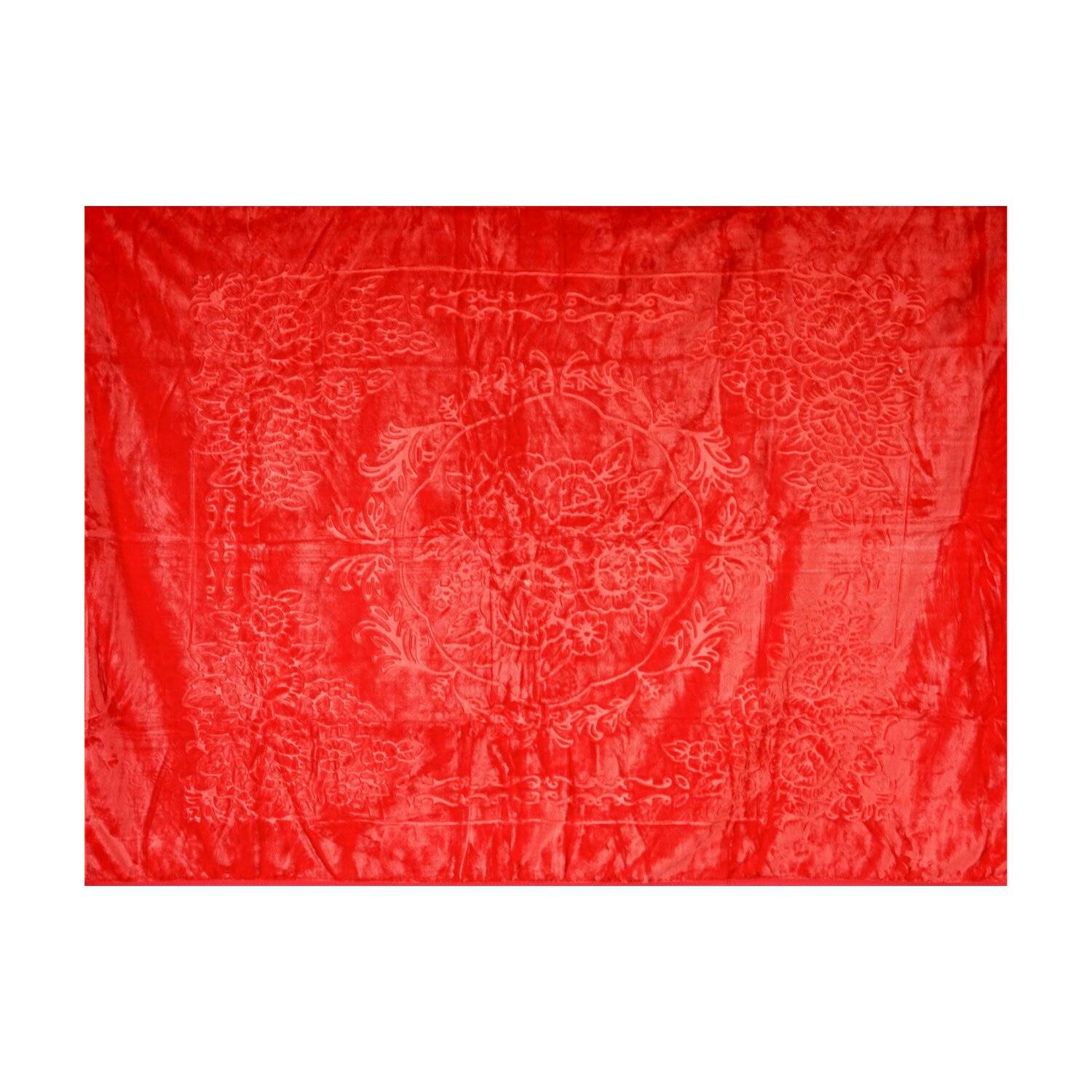 Almina Extra Weiche Wolldecke 200x240 cm 100% PES mit Blumen Muster Waschmaschinengeeinet Rot