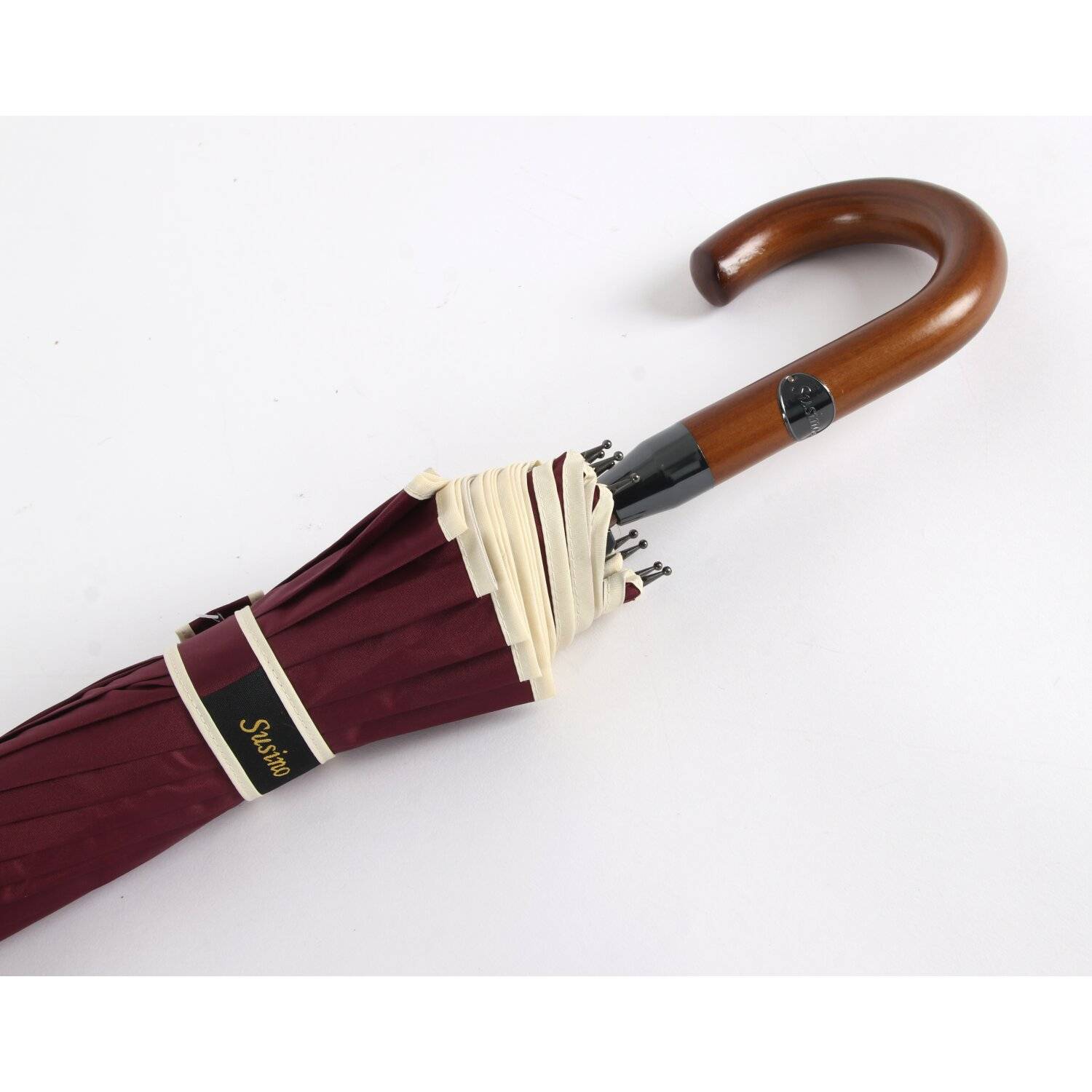 Stockregenschirm Stockschirm Regenschirm Holzgriff mit Fiberglasstange 116 cm ? Blau