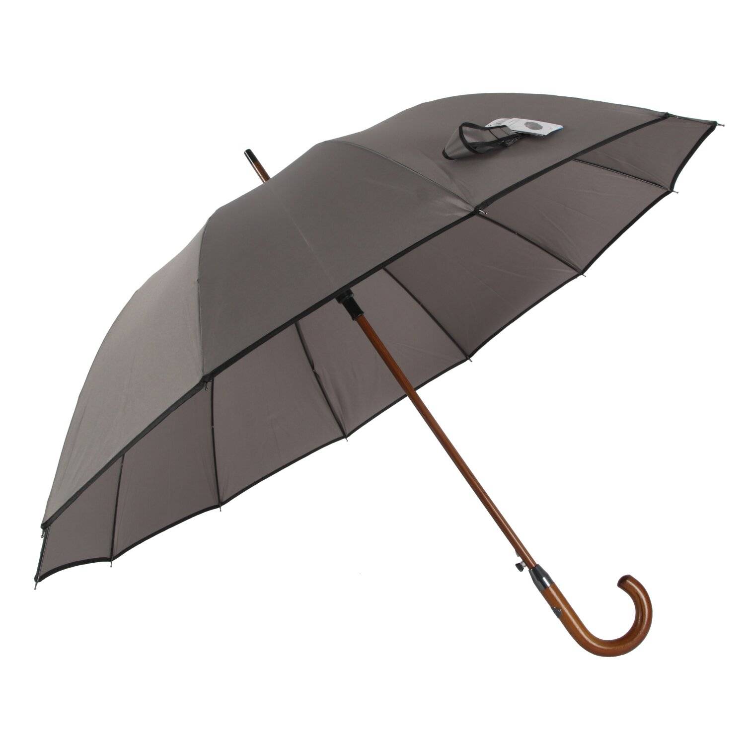 Stockregenschirm Stockschirm Regenschirm Holzgriff mit Fiberglasstange 116 cm ? Grau