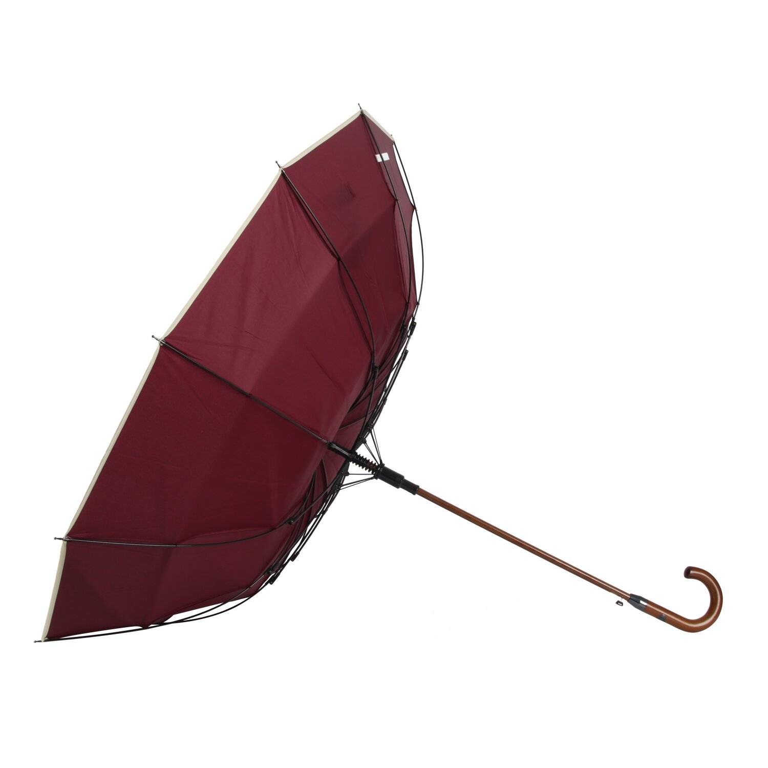 Stockregenschirm Stockschirm Regenschirm Holzgriff mit Fiberglasstange 116 cm ? Weinrot