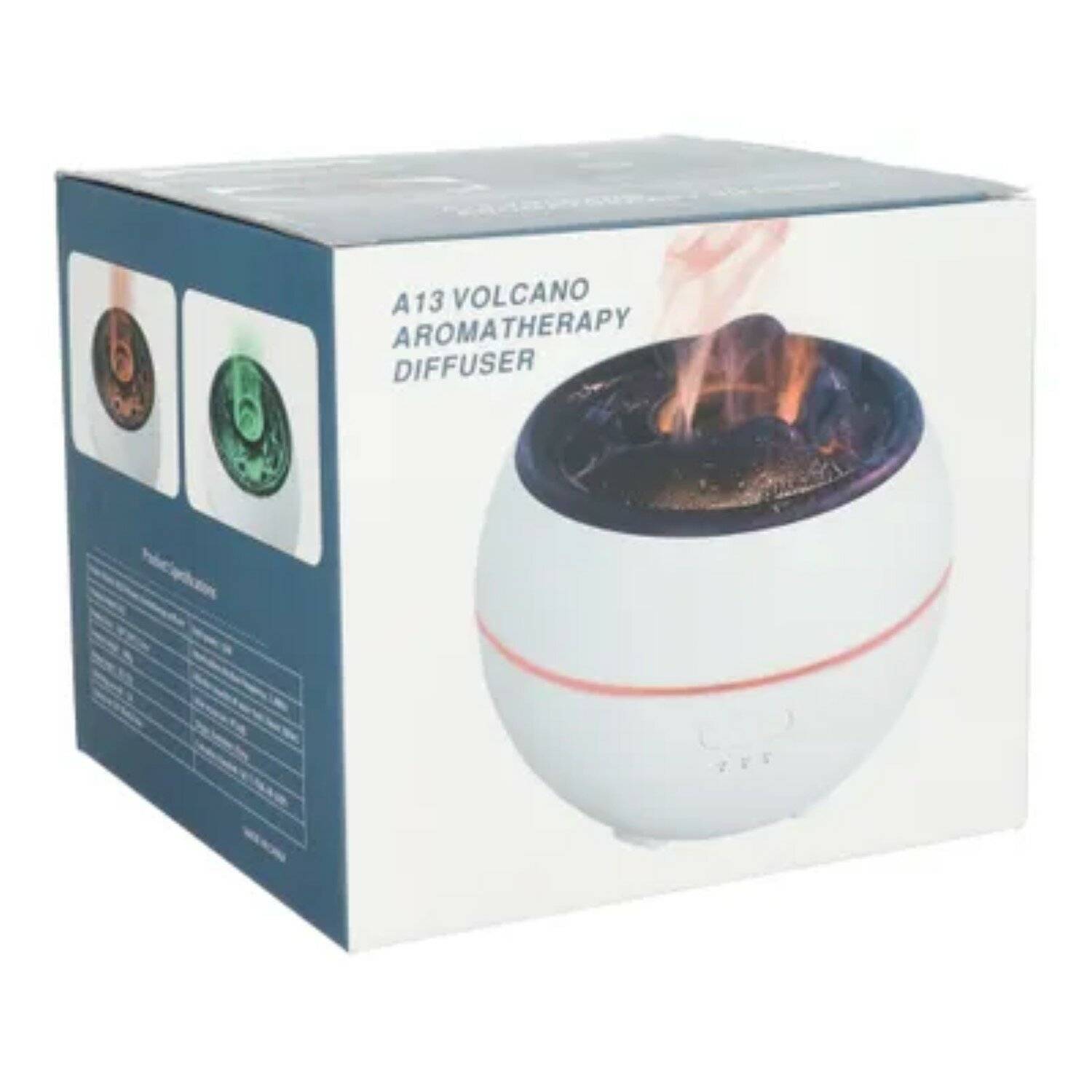 Aromatherapie-Luftbefeuchter / Diffusor mit bunter Flamme, 7 LED-Farben mit USB-Anschluss Schwarz