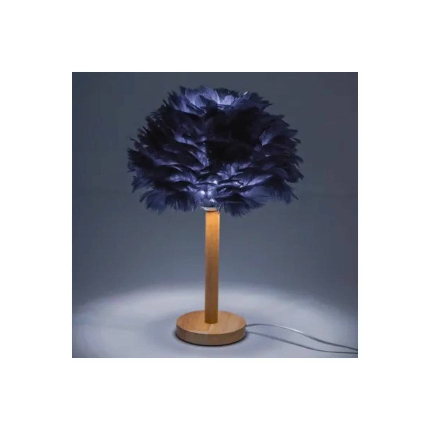 LED-Tischlampe 43 × 30 cm, Deko-Lampe mit Federn 110-240V, Nachttischlampe Blau