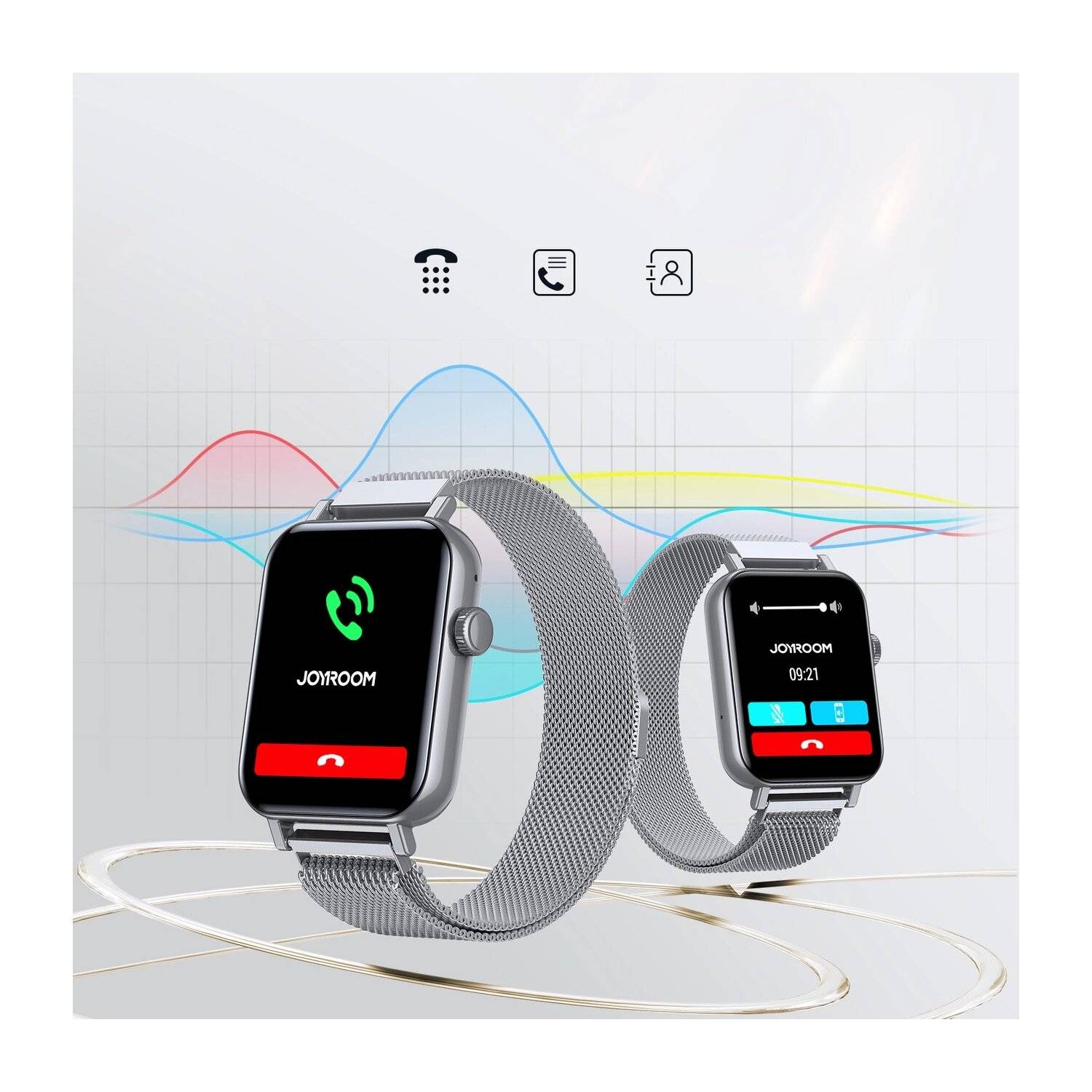 Joyroom JR-FT5 IP68 Smartwatch mit Anrufannahmefunktion – Silber Touchscreen, HD-Qualität