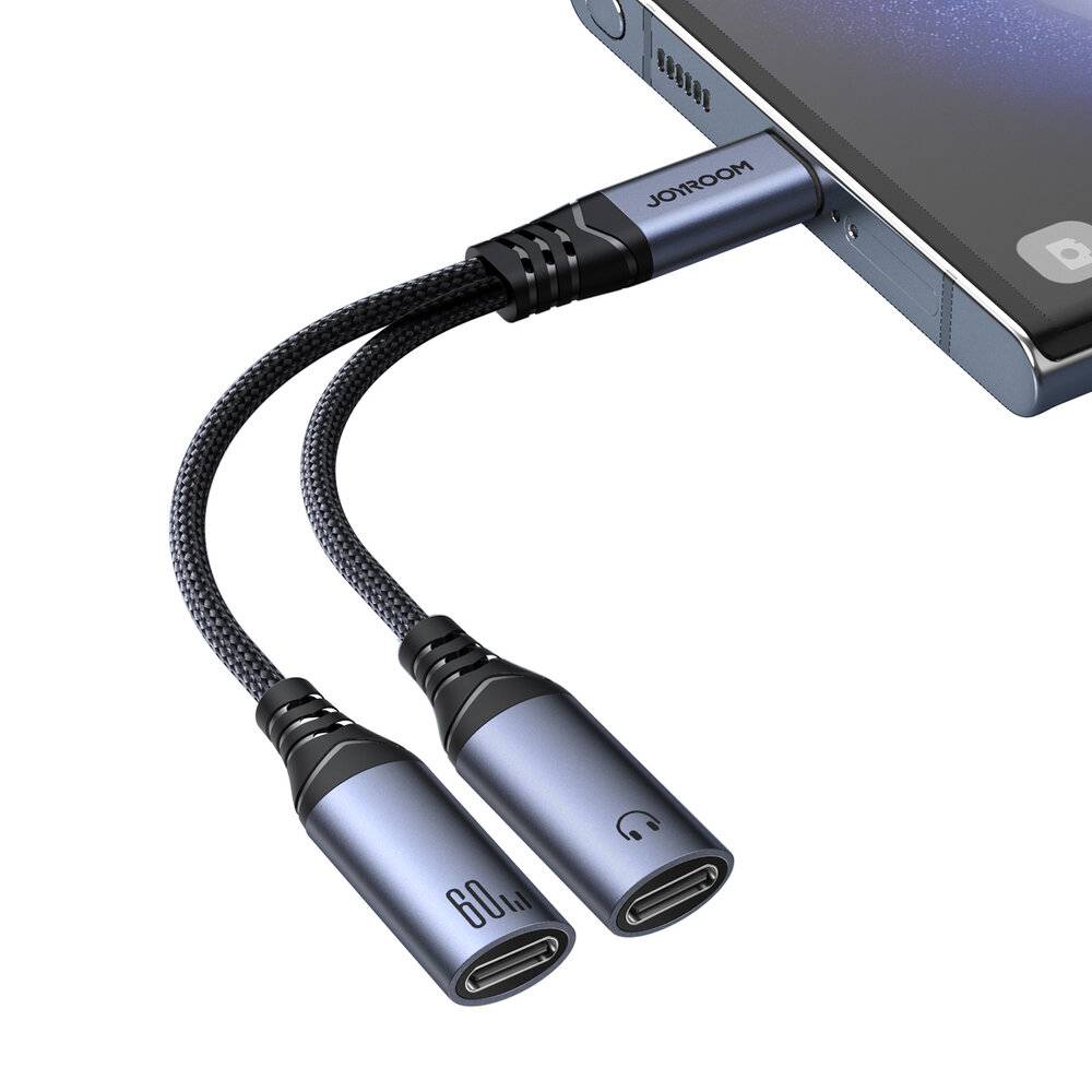 Audio-Adapter 2-in-1 Joyroom SY-C03 Typ-C auf Dual Typ-C (schwarz)