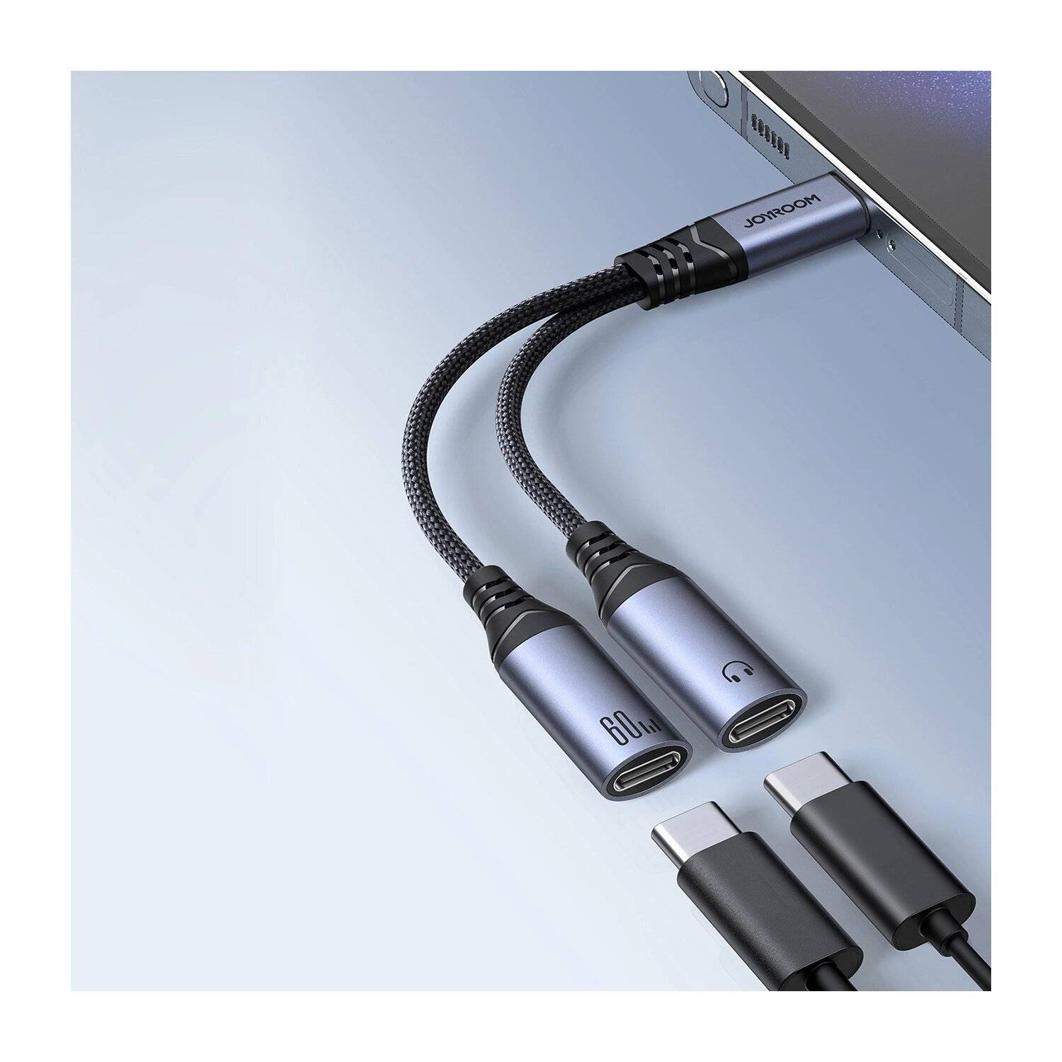 Joyroom SY-C03 USB-C auf 2x USB-C 2in1 DAC-Adapter – Schwarz Audio Adapter 2-in-1