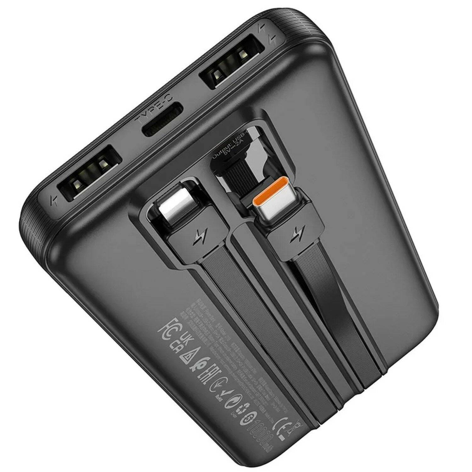 Hoco Powerbank 10.000 mAh kompatibel mit iPhone und USB Typ C Schwarz
