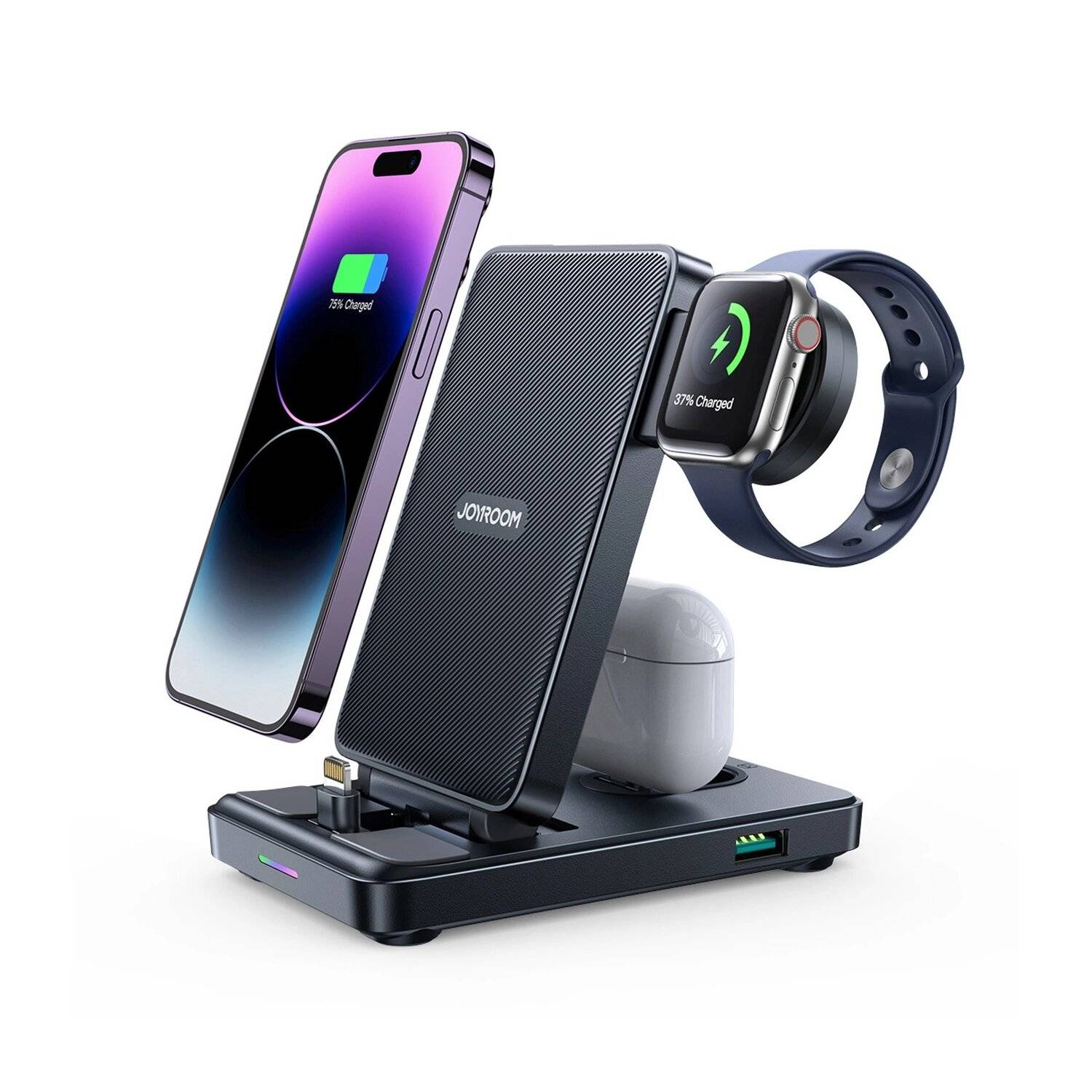 Joyroom - 4in1 Dockingstation (15W) - faltbare Ladestation kompatibel mit iPhone / Watch / Kopfhörer - schwarz