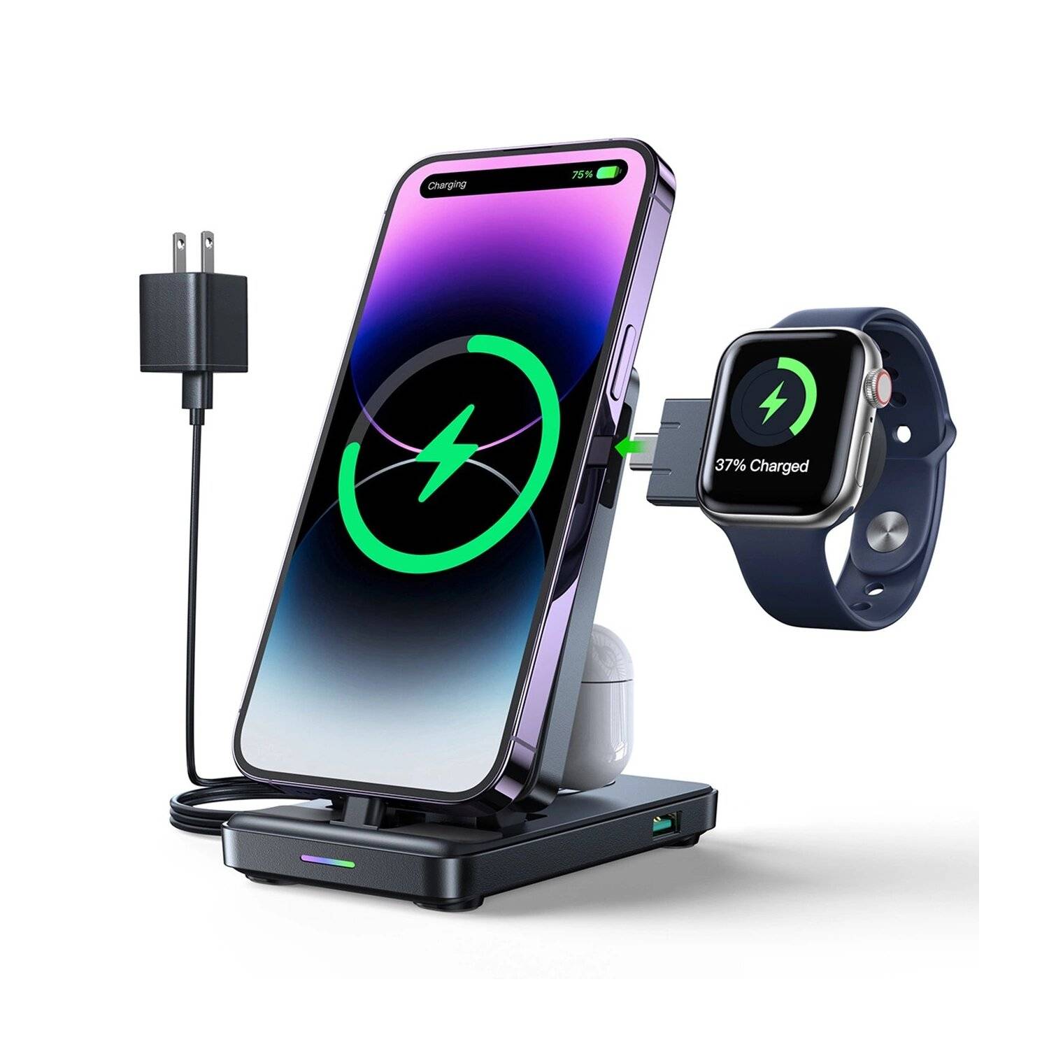 Joyroom - 4in1 Dockingstation (15W) - faltbare Ladestation kompatibel mit iPhone / Watch / Kopfhörer - schwarz