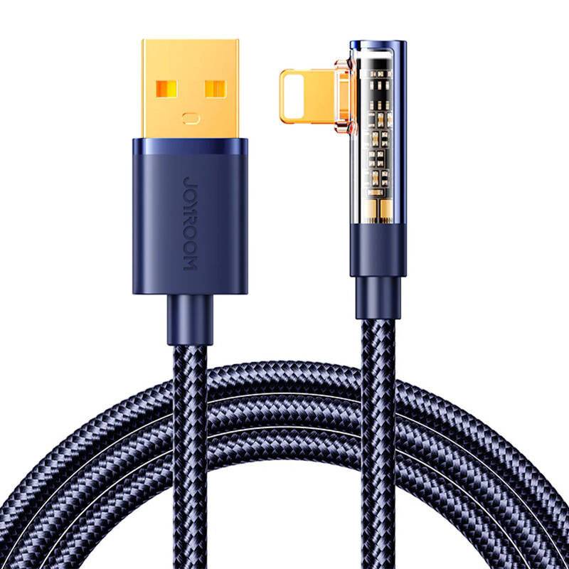 Joyroom S-UL012A6 USB-A auf Lightning Winkelkabel, 1,2m, 3A, Nylon, Blau