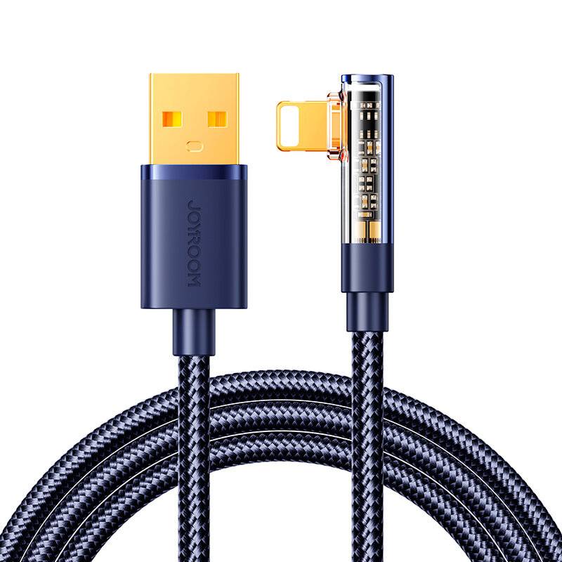 Joyroom S-UL012A6 USB-A auf Lightning Winkelkabel, 1,2m, 3A, Nylon, Blau