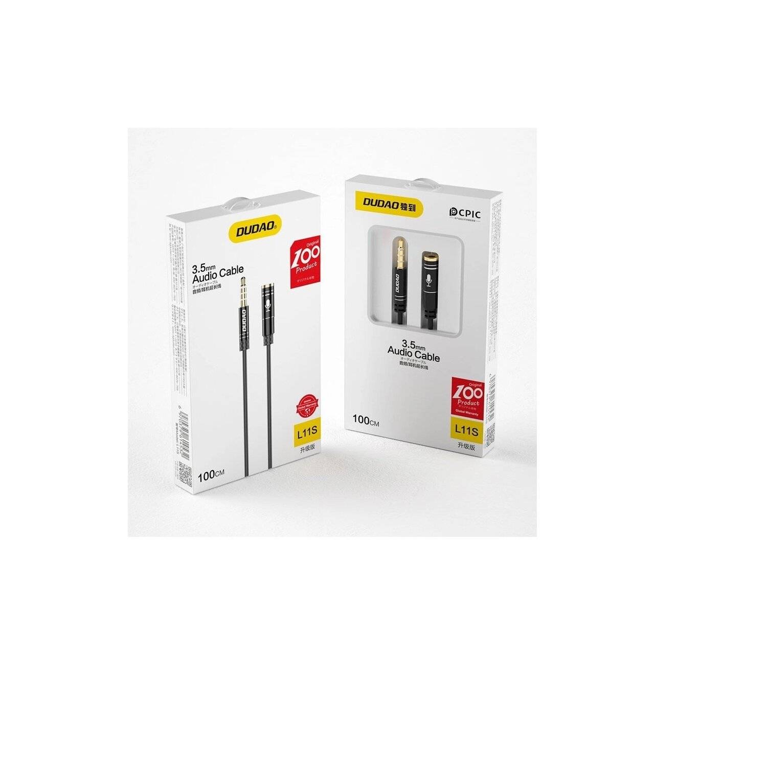 Dudao 4-poliges Kabel AUX Verlängerungskabel für Kopfhörer mit Mikrofon 3,5 mm Miniklinke schwarz