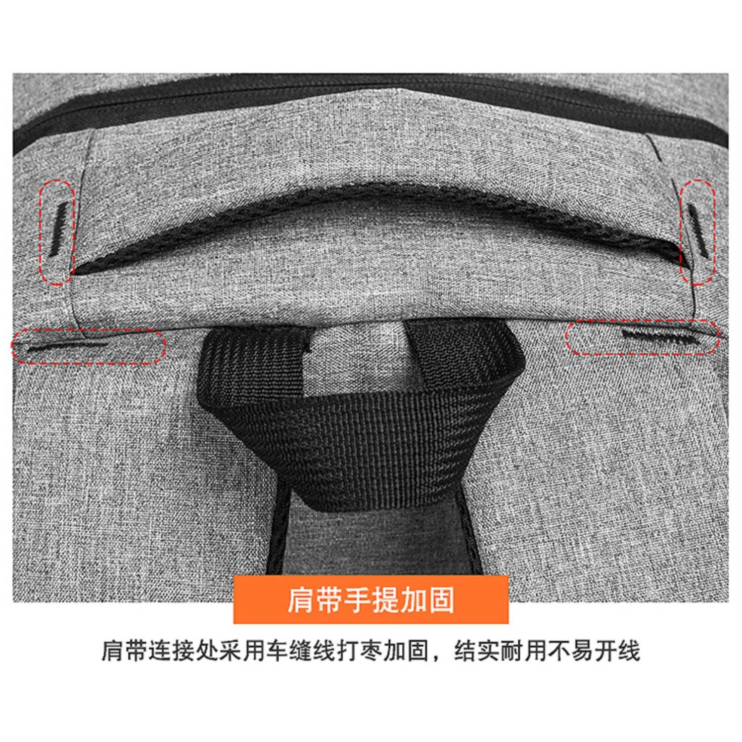 Rucksack Reisetasche mit 4 Fächer + 2 Seitentaschen 33x23x48 cm 17 Zoll Schwarz