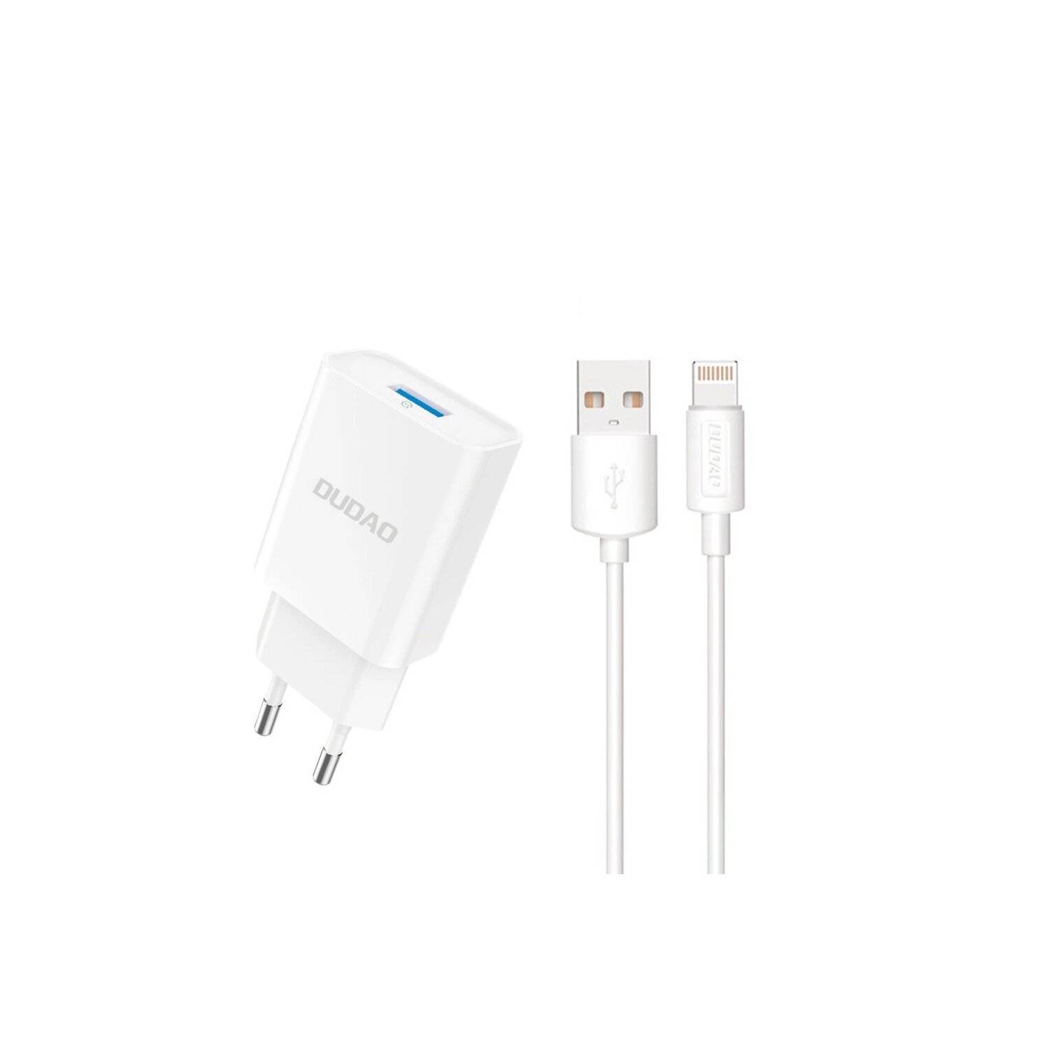 Dudao A4EU Wandladegerät – Weiß - Ladegerät mit Kabel - USB zu IPhone