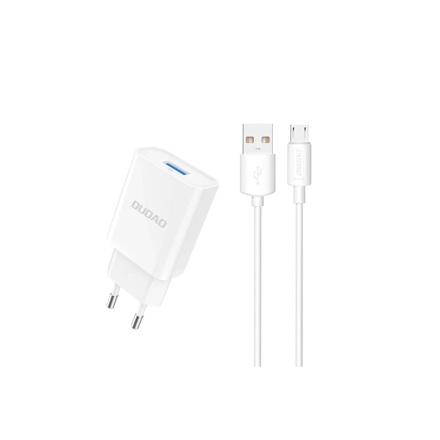 Dudao A4EU Wandladegerät – Weiß - Ladegerät mit Kabel - USB zu Micro-USB
