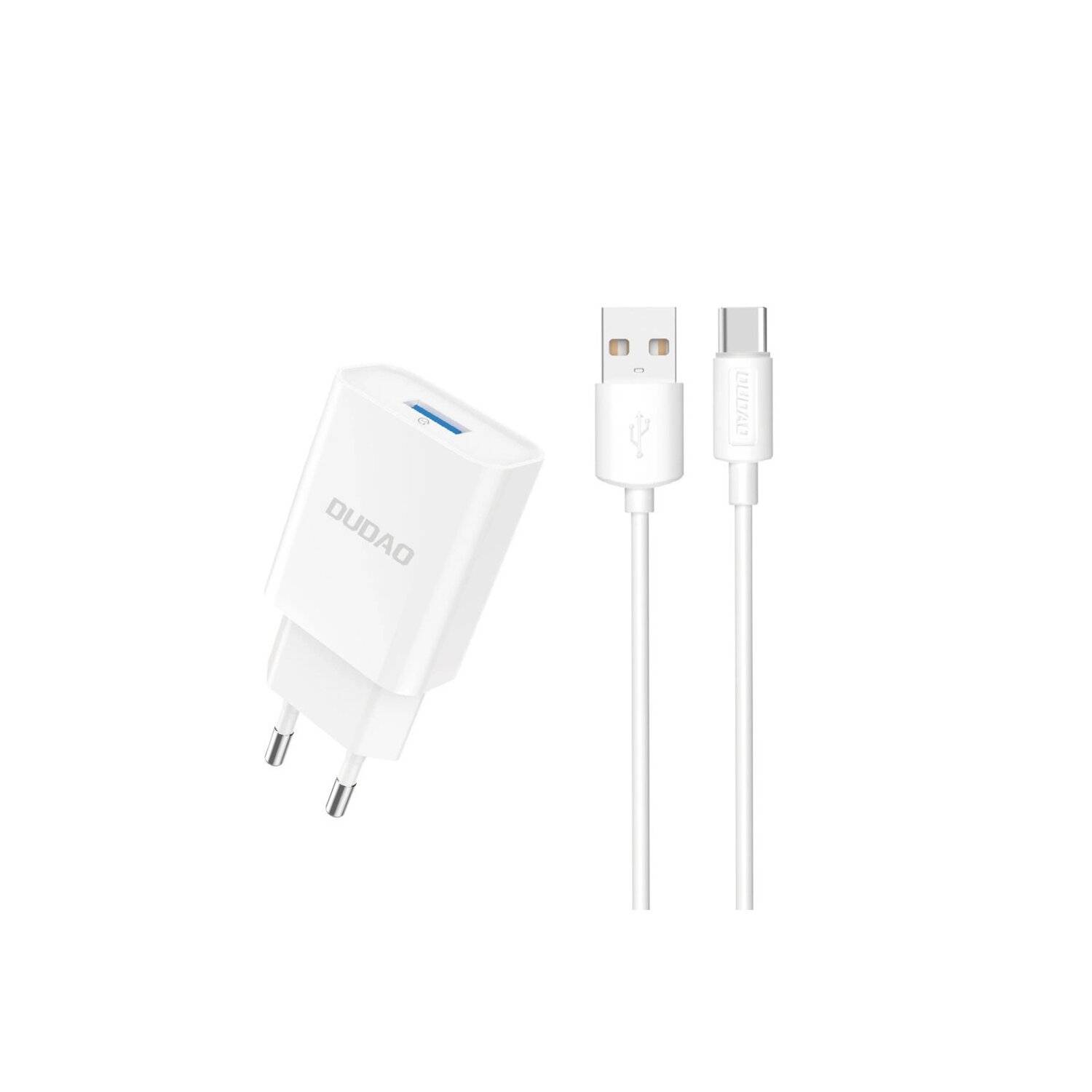 Dudao A4EU Wandladegerät – Weiß - Ladegerät mit Kabel - USB zu USB-C