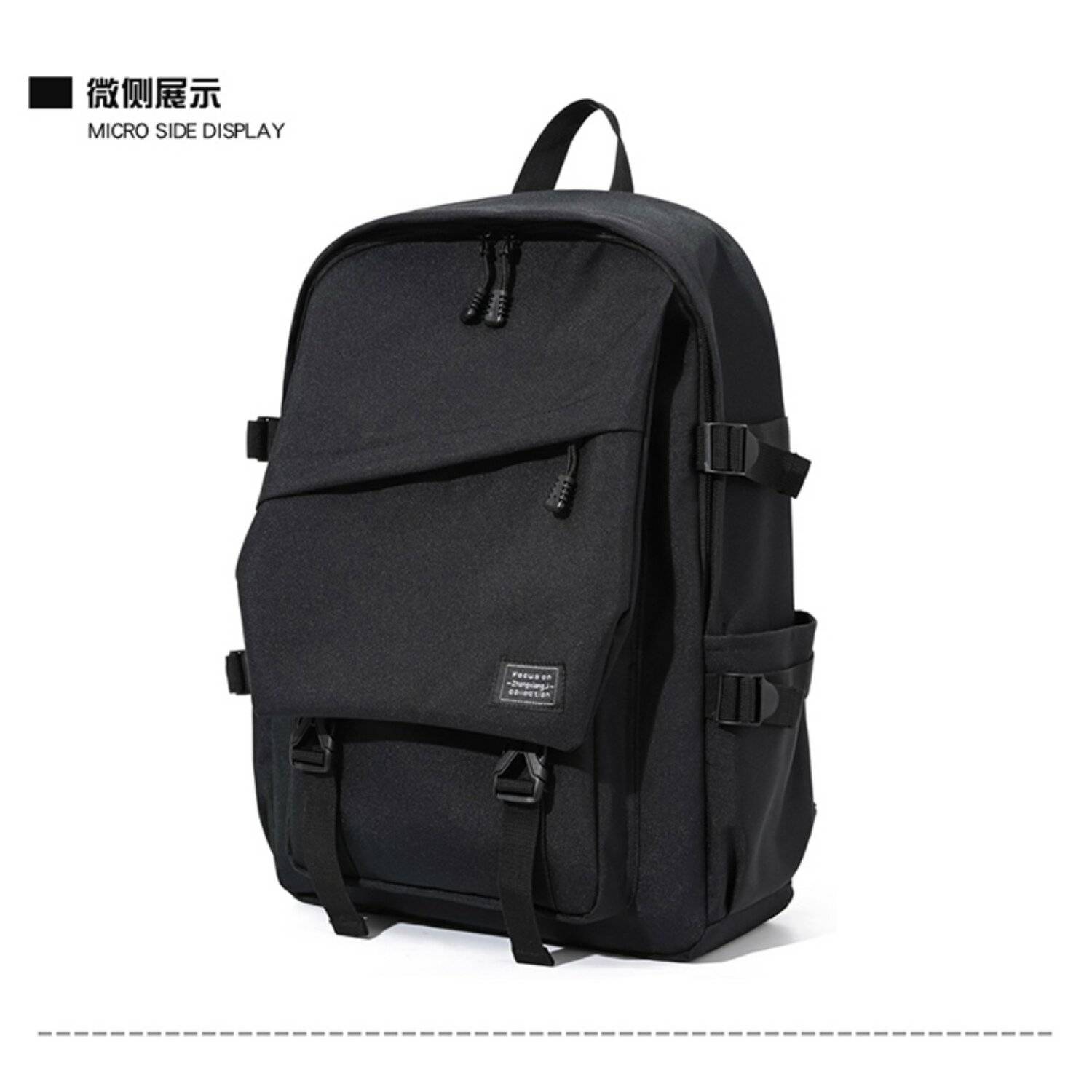 Tragetasche Rucksack 17 Zoll mit 3 Fächer und 2 Seitentaschen 33x15x48 cm Schwarz