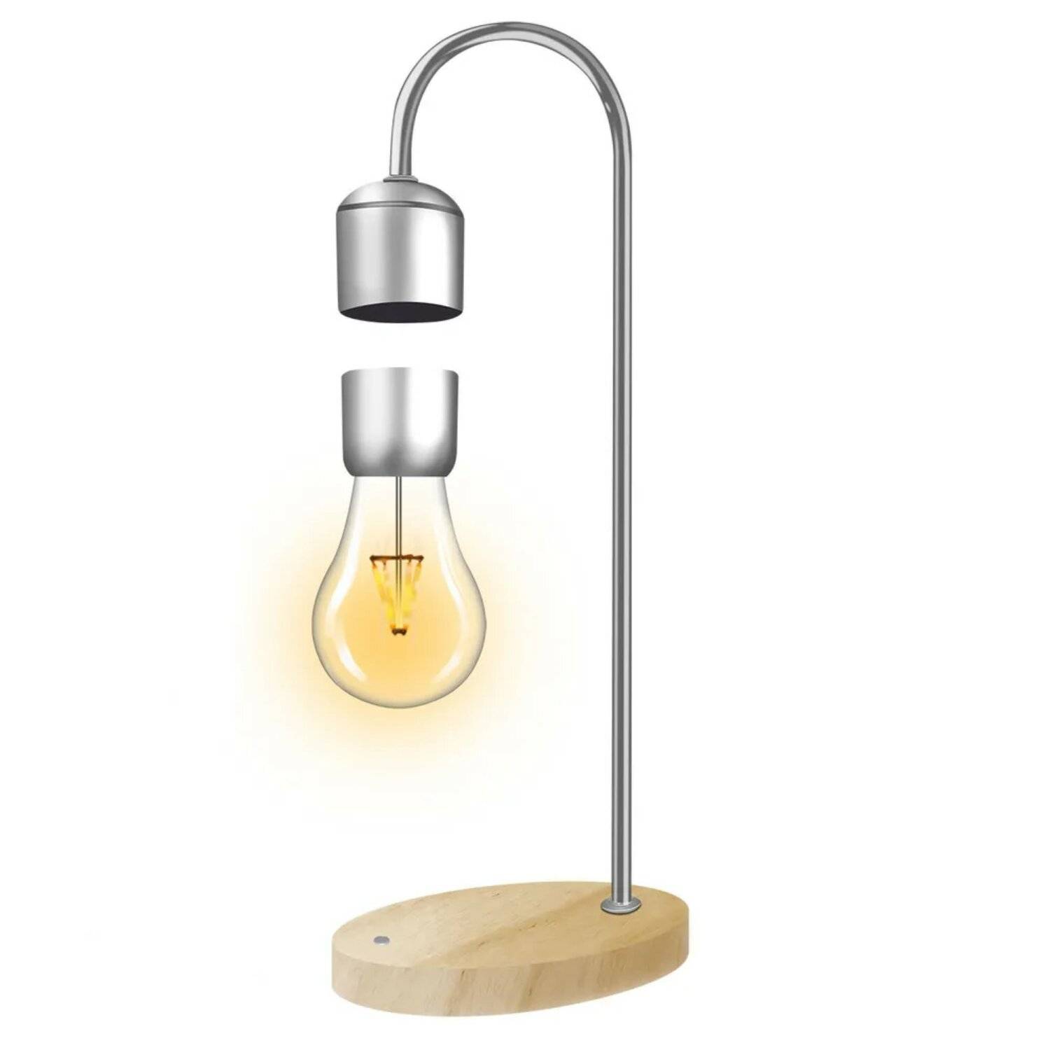 Nacht-/Schreibtischlampe mit Magnetschwebebahn + induktivem Ladegerät Silber