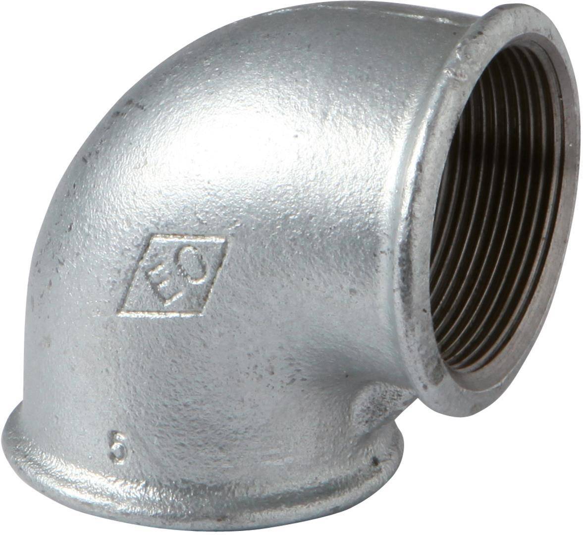 Temperguss Winkel Nr. 90 verzinkt, 90 Grad, I/I 11/2