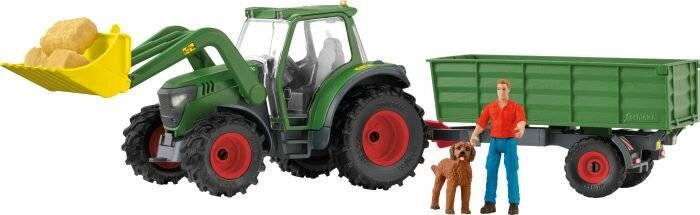 Schleich Farm World Traktor mit AnhÃ ¤ nger, Spielfahrzeug
