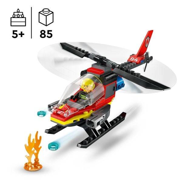 LEGO City 60411 Feuerwehrhubschrauber, Feuerwehr-Spielzeug mit Hubschrauber