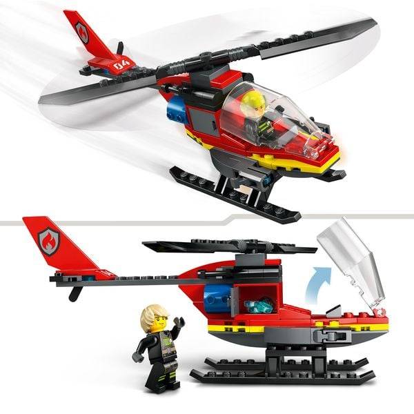 LEGO City 60411 Feuerwehrhubschrauber, Feuerwehr-Spielzeug mit Hubschrauber