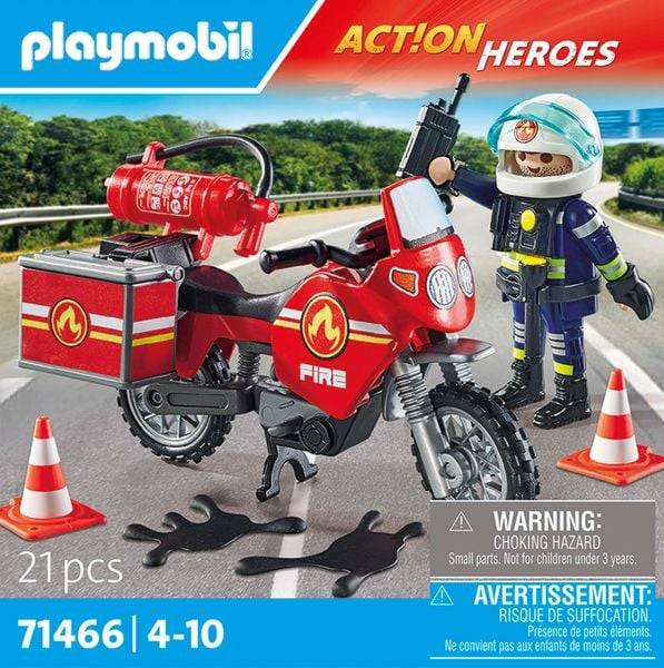 PLAYMOBIL 71466 - Action Heroes - Feuerwehrmotorrad am Unfallort