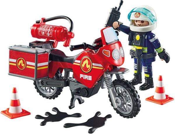 PLAYMOBIL 71466 - Action Heroes - Feuerwehrmotorrad am Unfallort